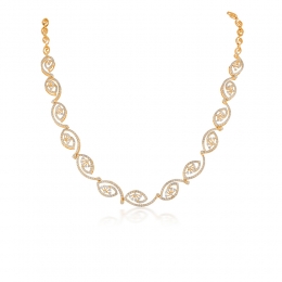 18KYellow Gold & Diamond Ornate Spiral Necklace Set