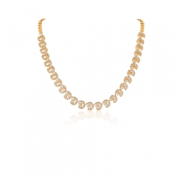 18K Yellow Gold Diamond Floral Spiral Necklace Set