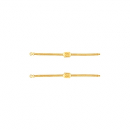 22k Yellow Gold Stud Patterned Dangle Earrings