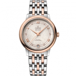 Omega De Ville Prestige Co-Axial steel/18k rose gold 32.7mm ivory silvery diamond dial on steel/18k rose gold bracelet