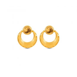 22k Yellow Gold Hoop Earring Bali Earrings huggies Hanging 