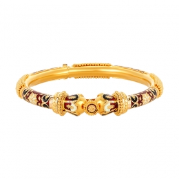 22k Yellow Gold and Enamel Kada Bangle