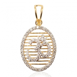 Oval shaped OM Pendant in Gold Diamonds