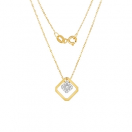 18K White and Yellow Gold Diamond Pendant with 13 Diamonds