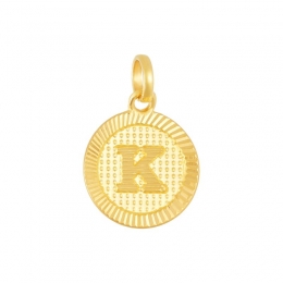 22K Yellow Gold Letter K Circle Pendant