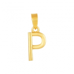 22K Yellow Gold Letter P Simple Pendant
