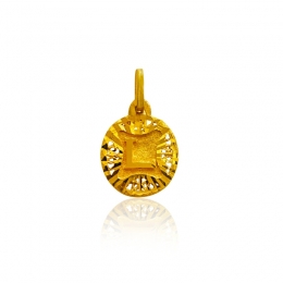 letter L Round Initial Pendant in 22K Yellow Gold