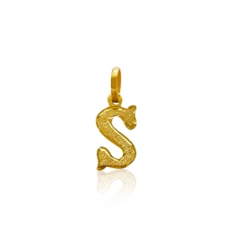 Letter S Initial Pendant in 22K Yellow Gold