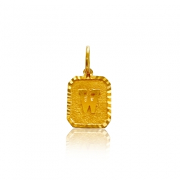 Letter W Initial Pendant in 22K Gold, rectangle