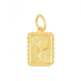 22K Yellow Gold Letter P Rectangular Pattern-Trimmed Pendant