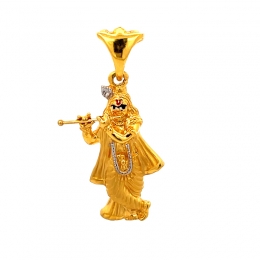 22K Lord Krishna Gold Pendant