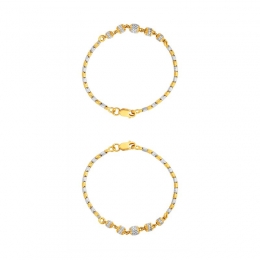 22K Two-Toned Gold Pattern Beaded Baby Bracelet