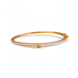 Delicate Two tone Bangle Bracelet in 22K Gold