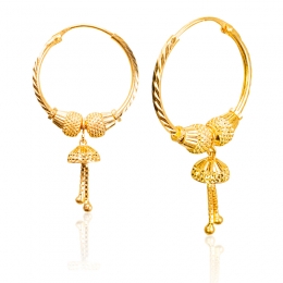 Modern Gold Hoops with Jhumka