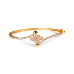 Floral Bangle Bracelet in 22K Gold