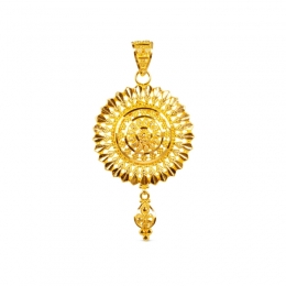 Sunflower 22K Yellow Gold Pendant Earrings Set