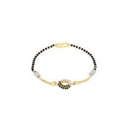 22K Two-Toned Gold and Black Beaded Circle Pendant Bracelet