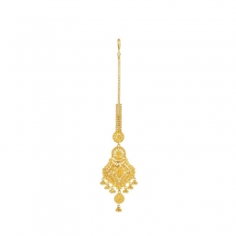 22K Yellow Gold Floral Beaded Tikka