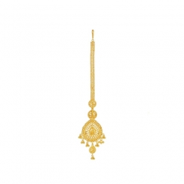 22K Yellow Gold Beaded Teardrop Tikka