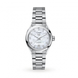 Tag Heuer Carrera Steel 29Mm White Mop Diamond Dial On Steel Bracelet