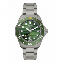 Tag Heuer Aquaracer 300 Titanium 43 Mm Titanium/ Ceramic Green Bezel Green Index Dial On Titanium Bracelet