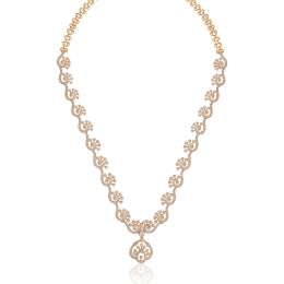 Rose Gold, curved Fan Spiral Diamond Necklace Set
