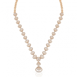 18K Rose Gold Diamond Elegant Necklace Set
