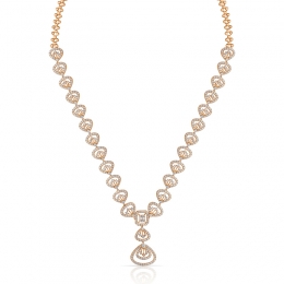 18K Rose Gold Diamond Elegant Necklace Set