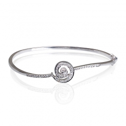 Delicate Swirl Gold Diamond Bangle Bracelet