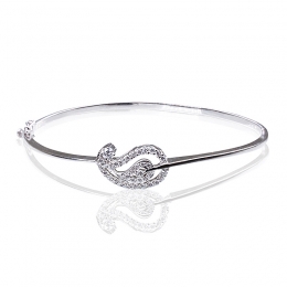 Delicate Gold Diamond Bangle - Leaf shaped