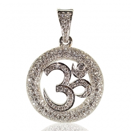 Delicate, Round OM pendant in  Gold Diamonds