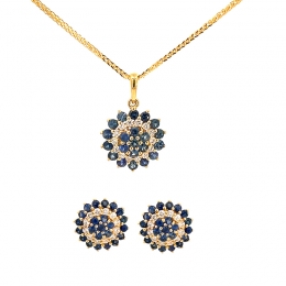 Floral Sapphire Diamond Pendant Set in 18K Gold