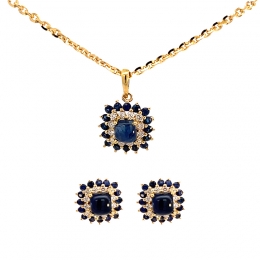 Square Pendant Set in Sapphire and Diamonds in 18K Gold