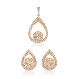 Rose Gold Diamond Teardrop Pendant Set