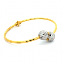 Double Ball Bangle Bracelet in 22K Gold