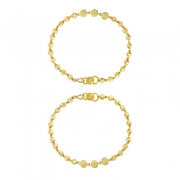 22K Yellow Gold Beaded Baby Bangle Set of 2