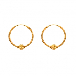 Fashionable beaded Gold Hoop Earrings - Diameter 25 mm