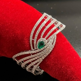 Diamond and Emerald Cuff Bangle