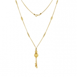 22k Yellow Gold Patterned Drop Fancy handmade short Chain