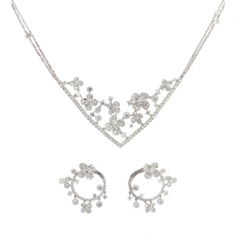 18K White Gold Diamond Necklace Set