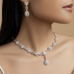 Exquisite Diamond Necklace & Earrings