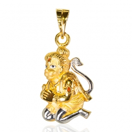 22K Two Tone Gold Hanuman Pendant