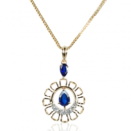 Celestial Blue Gold Diamond Pendant Set