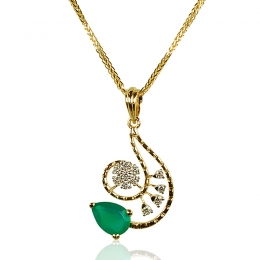 Delicate Pear drop Gold Diamond Pendant Set