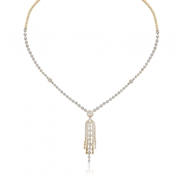 Glitzy, Cascade Styled Evening Wear Diamond Necklace & Earrings