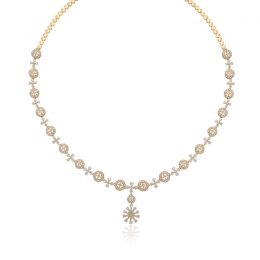 Floral, Lady-Like Evening Wear Diamond Necklace & Earrings