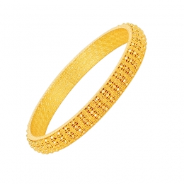 22K Yellow Gold Patterned Kada Bangle Bracelet
