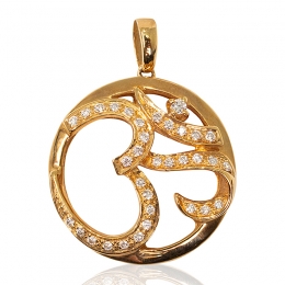 Chakra OM Pendant in Yellow Gold and Diamonds