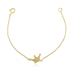 18K Yellow Gold Diamond Baby Bracelet - Crown Charm