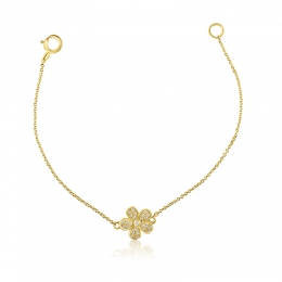 Gold Diamond Baby Bracelet - Flower Charm